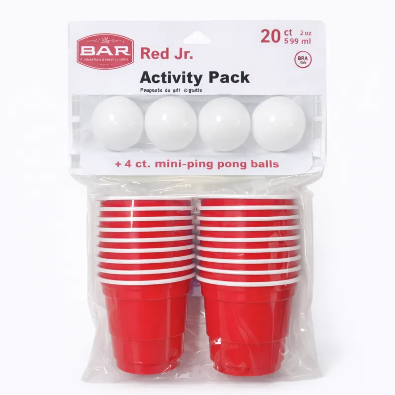 Paquete de actividades con pelotas ping pong y vasitos para fiestas