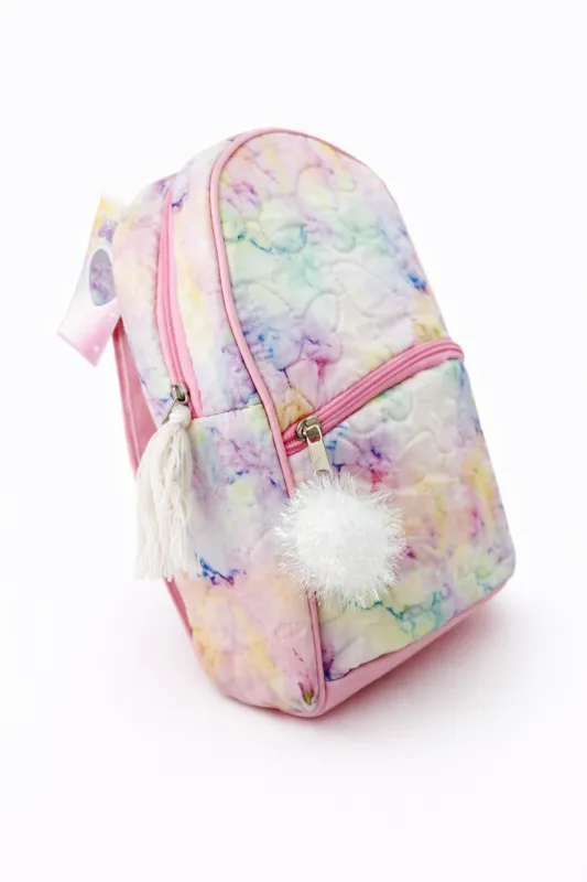 Imagen de Mochila de colores pastel con pomponcito
