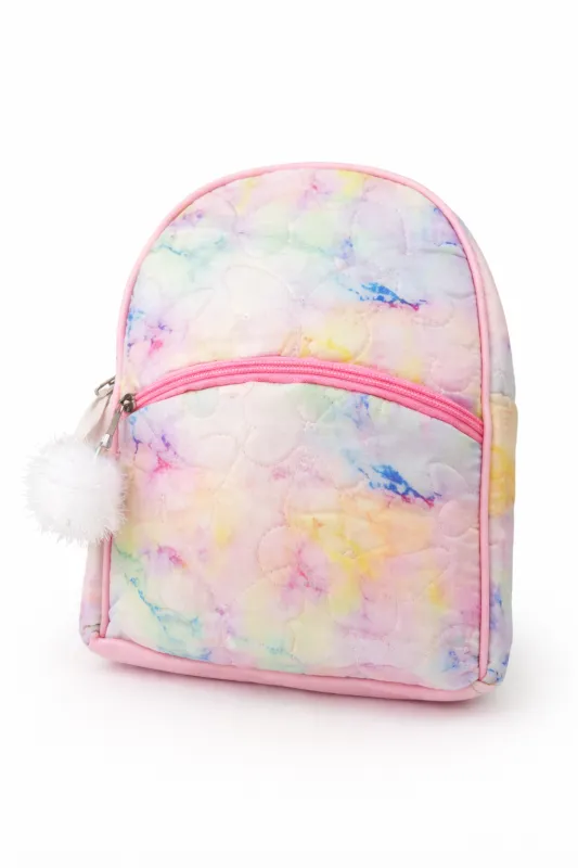 Imagen de Mochila de colores pastel con pomponcito